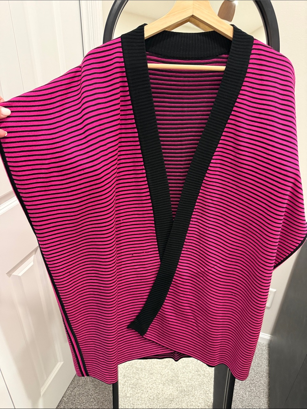 Ming Wang Striped Pink and Black Knit Wrap reversible!